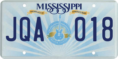 MS license plate JQA018