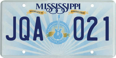 MS license plate JQA021