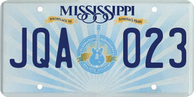 MS license plate JQA023