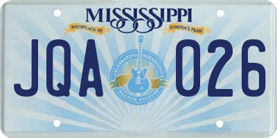 MS license plate JQA026