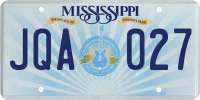 MS license plate JQA027