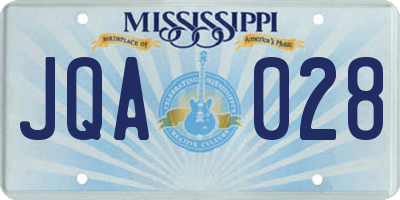MS license plate JQA028