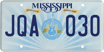 MS license plate JQA030