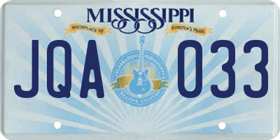 MS license plate JQA033