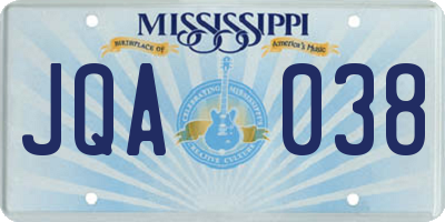 MS license plate JQA038