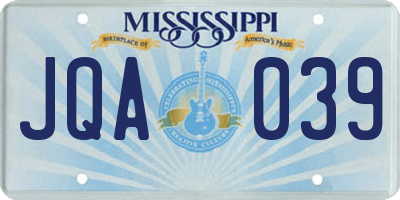 MS license plate JQA039