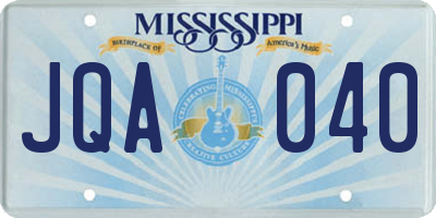 MS license plate JQA040