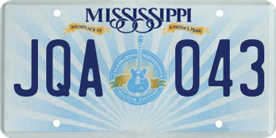 MS license plate JQA043