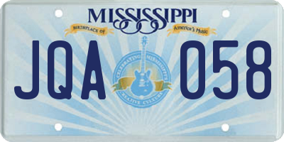 MS license plate JQA058