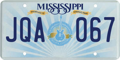 MS license plate JQA067