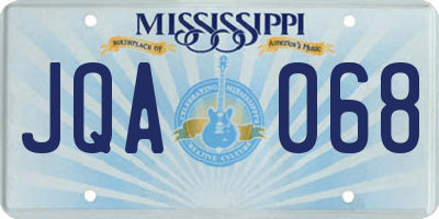MS license plate JQA068