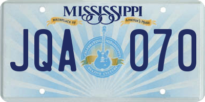 MS license plate JQA070