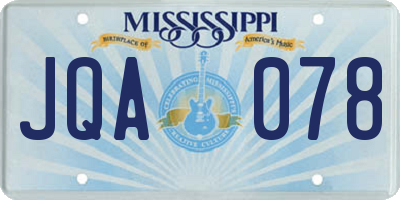 MS license plate JQA078