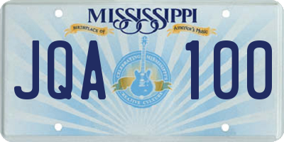 MS license plate JQA100