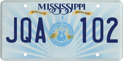 MS license plate JQA102