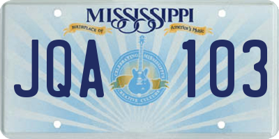 MS license plate JQA103
