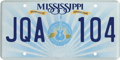 MS license plate JQA104