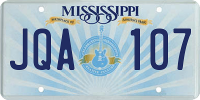 MS license plate JQA107