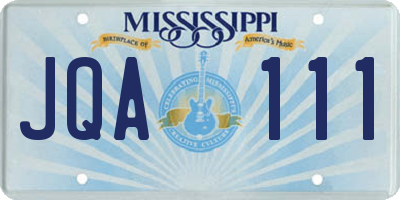 MS license plate JQA111