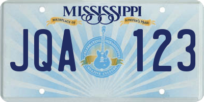 MS license plate JQA123