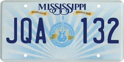 MS license plate JQA132