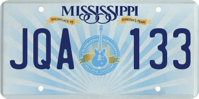MS license plate JQA133