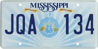 MS license plate JQA134