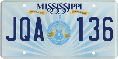 MS license plate JQA136