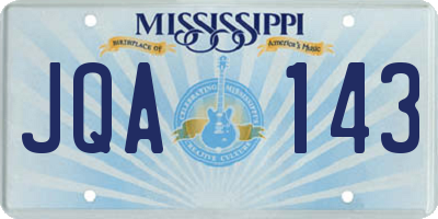 MS license plate JQA143