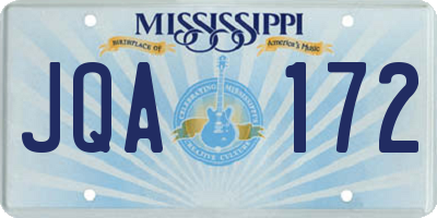 MS license plate JQA172