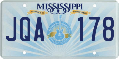 MS license plate JQA178