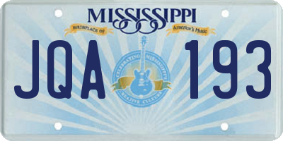 MS license plate JQA193