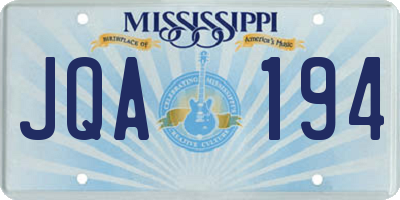 MS license plate JQA194