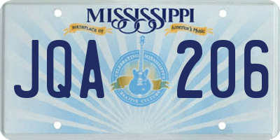 MS license plate JQA206