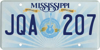 MS license plate JQA207