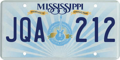MS license plate JQA212