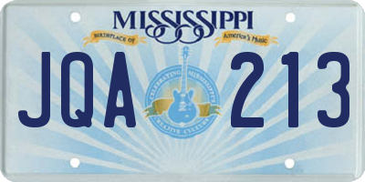 MS license plate JQA213