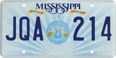 MS license plate JQA214