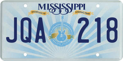 MS license plate JQA218
