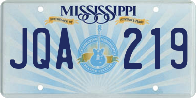 MS license plate JQA219
