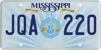 MS license plate JQA220