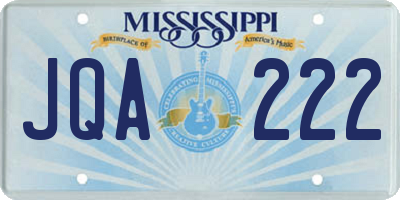 MS license plate JQA222