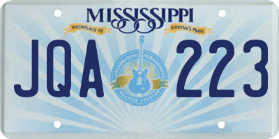 MS license plate JQA223