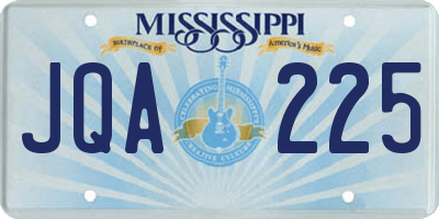 MS license plate JQA225
