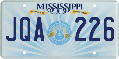 MS license plate JQA226