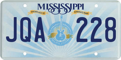 MS license plate JQA228