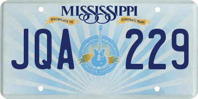 MS license plate JQA229
