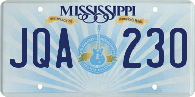 MS license plate JQA230