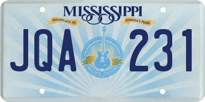 MS license plate JQA231