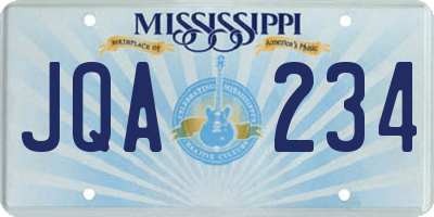 MS license plate JQA234